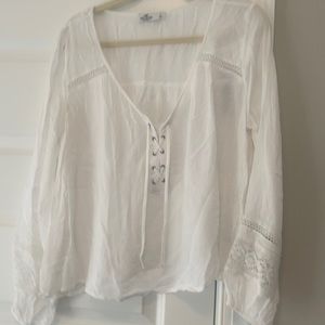 Large Hollister White Boho Cropped top